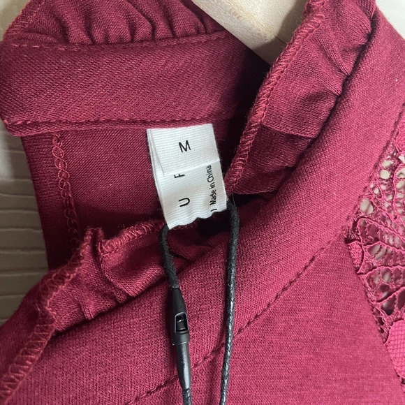 EXLURA Women’s Lace Sleeve Mini Dress Ruffle High Neck Dress Flowy Wedding Guest - Picture 8 of 13